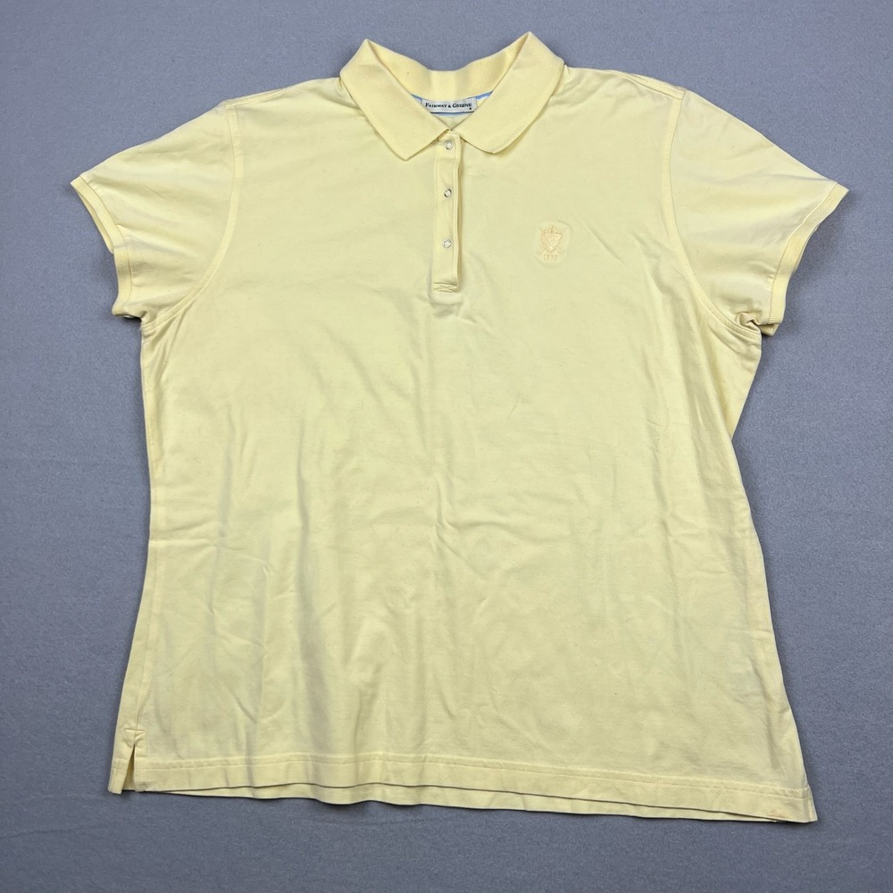 Fairway & Greene Women XL Yellow Mercerized Pima Polo Golf Shirt Heritage Badge
